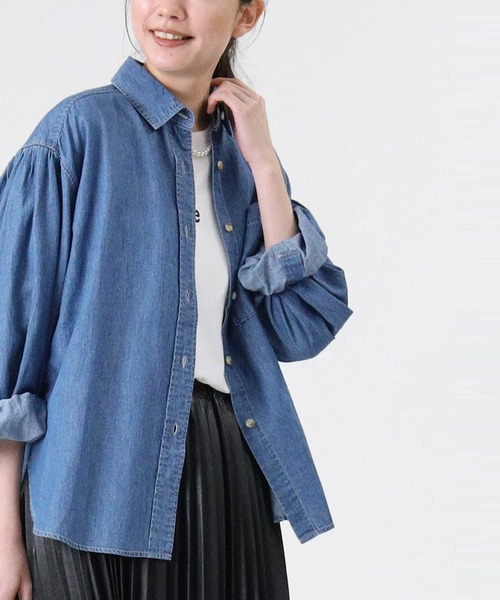 RAG MACHINE（ラグマシーン）の「【RAG MACHINE】クォータースリーブシャツ（シャツ/ブラウス・レディース・ダークインディゴブルー/ネイビー・L/M）」の6枚目の写真