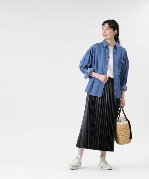 RAG MACHINE（ラグマシーン）の「【RAG MACHINE】クォータースリーブシャツ（シャツ/ブラウス・レディース・ダークインディゴブルー/ネイビー・L/M）」の7枚目の写真