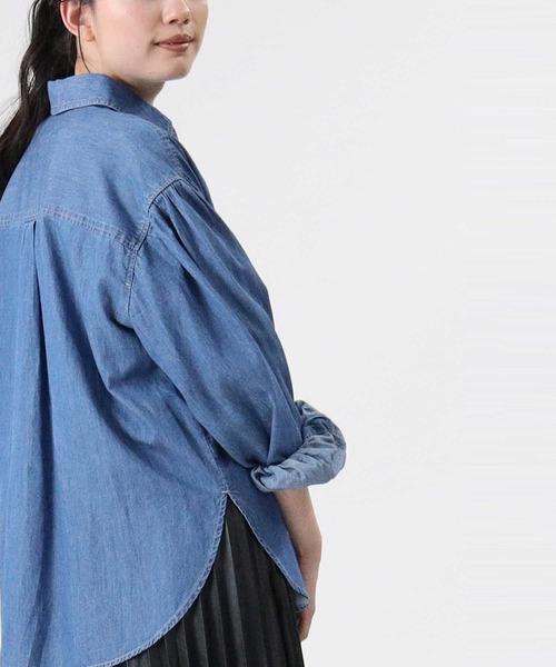 RAG MACHINE（ラグマシーン）の「【RAG MACHINE】クォータースリーブシャツ（シャツ/ブラウス・レディース・ダークインディゴブルー/ネイビー・L/M）」の9枚目の写真