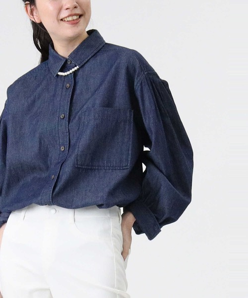 RAG MACHINE（ラグマシーン）の「【RAG MACHINE】クォータースリーブシャツ（シャツ/ブラウス・レディース・ダークインディゴブルー/ネイビー・L/M）」の13枚目の写真