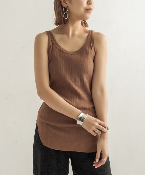 CAPRICIEUX LE'MAGE（カプリシューレマージュ）の「ランダムリブタンク（Tシャツ/カットソー・レディース・ホワイト/チャコールグレー/ブラック/キャメル・FREE）」の4枚目の写真