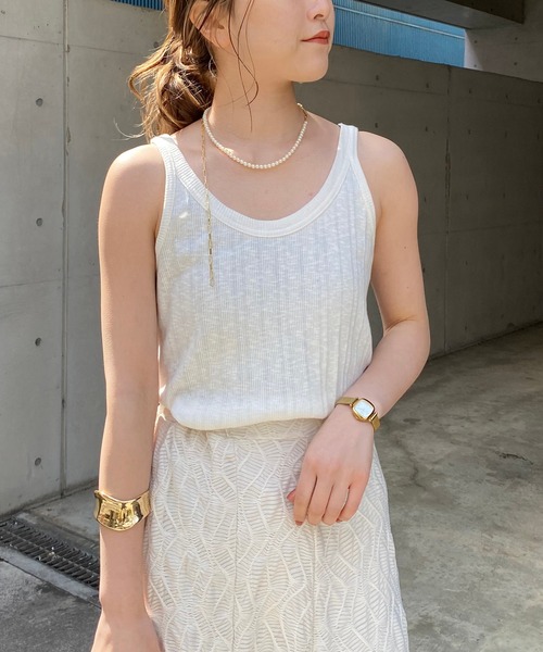 CAPRICIEUX LE'MAGE（カプリシューレマージュ）の「ランダムリブタンク（Tシャツ/カットソー・レディース・ホワイト/チャコールグレー/ブラック/キャメル・FREE）」の2枚目の写真