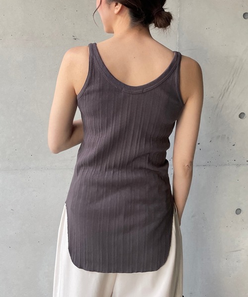 CAPRICIEUX LE'MAGE（カプリシューレマージュ）の「ランダムリブタンク（Tシャツ/カットソー・レディース・ホワイト/チャコールグレー/ブラック/キャメル・FREE）」の6枚目の写真