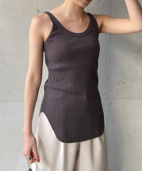 CAPRICIEUX LE'MAGE（カプリシューレマージュ）の「ランダムリブタンク（Tシャツ/カットソー・レディース・ホワイト/チャコールグレー/ブラック/キャメル・FREE）」の8枚目の写真