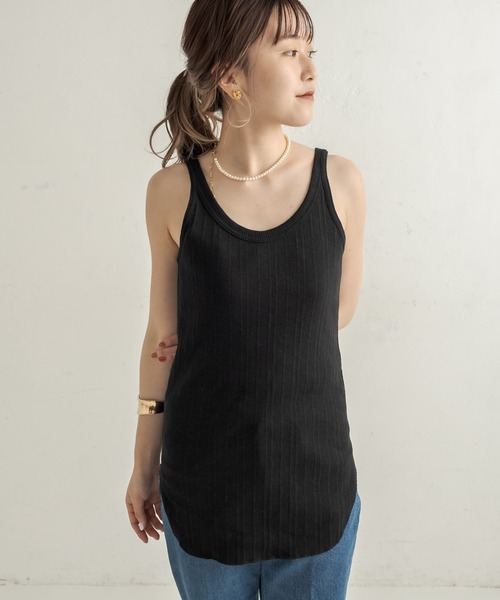 CAPRICIEUX LE'MAGE（カプリシューレマージュ）の「ランダムリブタンク（Tシャツ/カットソー・レディース・ホワイト/チャコールグレー/ブラック/キャメル・FREE）」の10枚目の写真