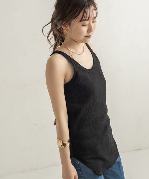 CAPRICIEUX LE'MAGE（カプリシューレマージュ）の「ランダムリブタンク（Tシャツ/カットソー・レディース・ホワイト/チャコールグレー/ブラック/キャメル・FREE）」の15枚目の写真