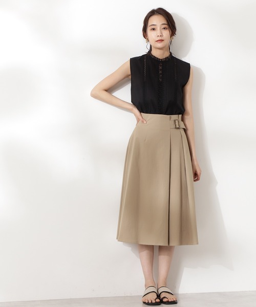 N.(N. Natural Beauty Basic)(エヌエヌナチュラルビューティーベーシック)の「◆バックル付セミフレアスカート(スカート・レディース・ベージュ/ネイビー/グリーン/オレンジ・MEDIUM)」の7枚目の写真