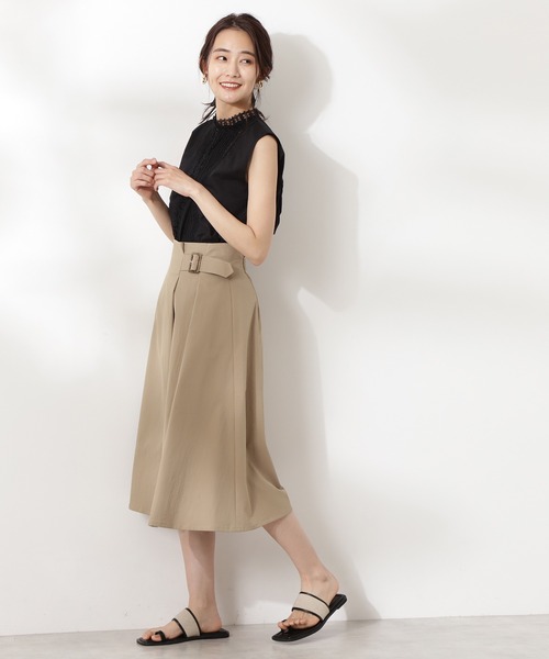 N.(N. Natural Beauty Basic)(エヌエヌナチュラルビューティーベーシック)の「◆バックル付セミフレアスカート(スカート・レディース・ベージュ/ネイビー/グリーン/オレンジ・MEDIUM)」の17枚目の写真