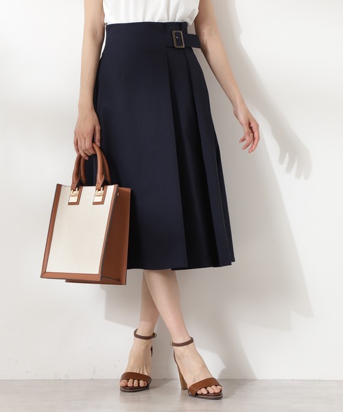 N.(N. Natural Beauty Basic)(エヌエヌナチュラルビューティーベーシック)の「◆バックル付セミフレアスカート(スカート・レディース・ベージュ/ネイビー/グリーン/オレンジ・MEDIUM)」の9枚目の写真