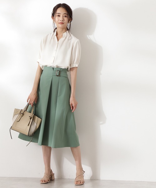 N.(N. Natural Beauty Basic)(エヌエヌナチュラルビューティーベーシック)の「◆バックル付セミフレアスカート(スカート・レディース・ベージュ/ネイビー/グリーン/オレンジ・MEDIUM)」の11枚目の写真