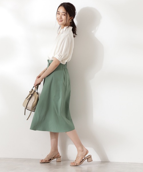 N.(N. Natural Beauty Basic)(エヌエヌナチュラルビューティーベーシック)の「◆バックル付セミフレアスカート(スカート・レディース・ベージュ/ネイビー/グリーン/オレンジ・MEDIUM)」の13枚目の写真