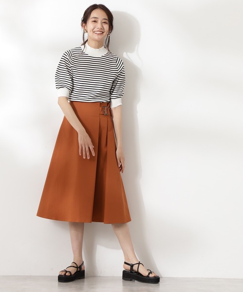 N.(N. Natural Beauty Basic)(エヌエヌナチュラルビューティーベーシック)の「◆バックル付セミフレアスカート(スカート・レディース・ベージュ/ネイビー/グリーン/オレンジ・MEDIUM)」の18枚目の写真