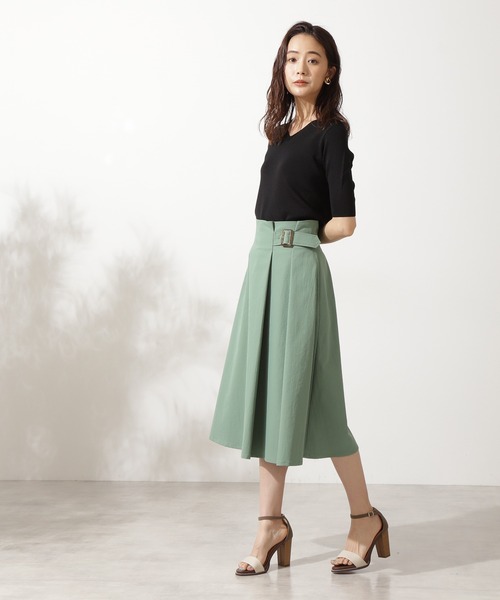 N.(N. Natural Beauty Basic)(エヌエヌナチュラルビューティーベーシック)の「◆バックル付セミフレアスカート(スカート・レディース・ベージュ/ネイビー/グリーン/オレンジ・MEDIUM)」の22枚目の写真