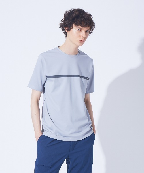 ABAHOUSE（アバハウス）の「Wテープ フロントライン ポケットTシャツ（Tシャツ/カットソー・メンズ・ホワイト/ネイビー/グレイッシュブルー・44/46/48）」の3枚目の写真