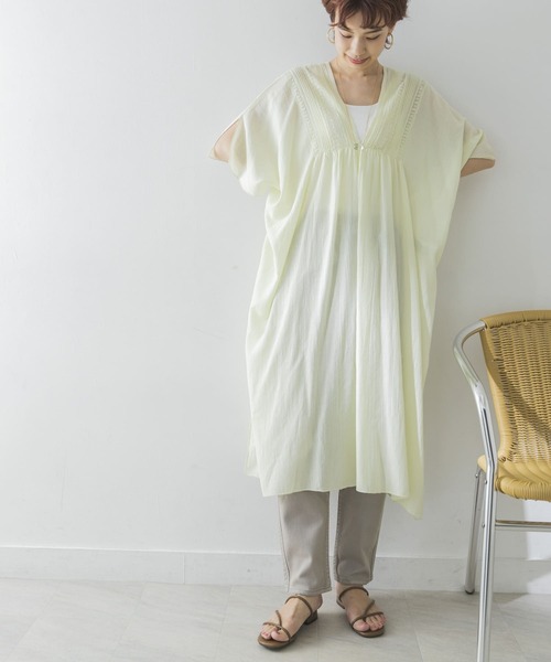 URBAN RESEARCH（アーバンリサーチ）の「indiaレースポンチョワンピース（ワンピース・レディース・チャコールグレー/ホワイト系その他/グリーン系その他・FREE）」の18枚目の写真