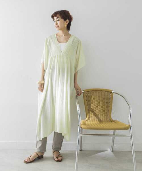 URBAN RESEARCH（アーバンリサーチ）の「indiaレースポンチョワンピース（ワンピース・レディース・チャコールグレー/ホワイト系その他/グリーン系その他・FREE）」の21枚目の写真