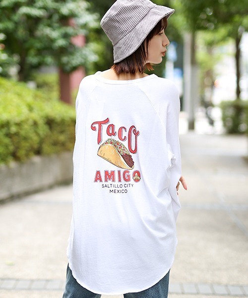 EDWIN(エドウィン)の「EDWINコラボタコスTシャツ 【EDWIN×チチカカ】(Tシャツ/カットソー・レディース・ホワイト/チャコールグレー・FREE)」の1枚目の写真