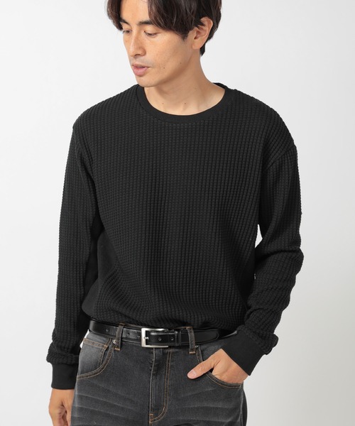 UNION STATION(ユニオンステーション)の「【ビッグワッフル】スウェットロングカットソー(Tシャツ/カットソー・メンズ・ホワイト/ブラック/ベージュ・LL/M/L)」の7枚目の写真