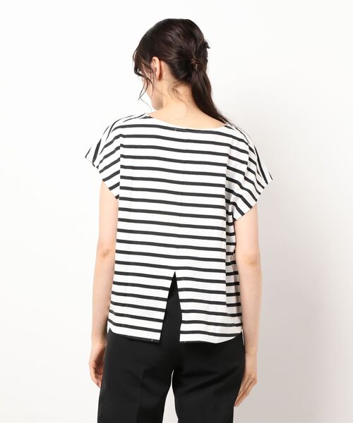 Lugnoncure（ルノンキュール）の「ボーダー後ろスリットプルオーバー（Tシャツ/カットソー・レディース・ブラック/ブルー/ベージュ・ﾌﾘ-）」の5枚目の写真