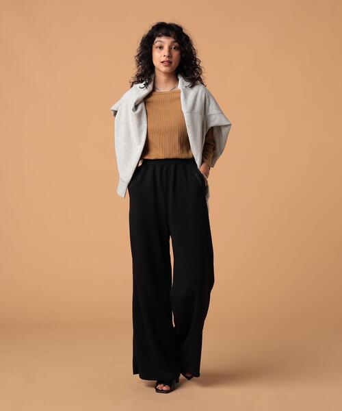 FEELING MADE（フィーリングメイド）の「FEELING MADE エアリースウェット ワイドパンツ（スウェットパンツ・レディース・ライトグレー/ダークブラウン/ダークグリーン/ブラック/ベージュ・MEDIUM/SMALL/LARGE）」の7枚目の写真