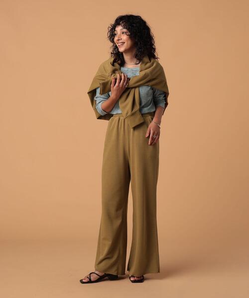 FEELING MADE（フィーリングメイド）の「FEELING MADE エアリースウェット ワイドパンツ（スウェットパンツ・レディース・ライトグレー/ダークブラウン/ダークグリーン/ブラック/ベージュ・MEDIUM/SMALL/LARGE）」の11枚目の写真