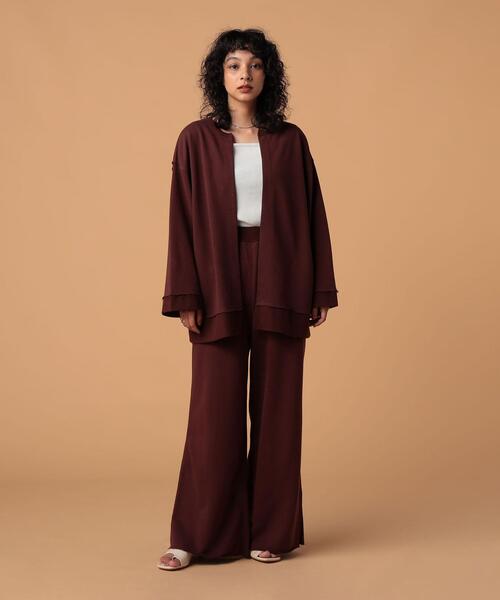 FEELING MADE（フィーリングメイド）の「FEELING MADE エアリースウェット ワイドパンツ（スウェットパンツ・レディース・ライトグレー/ダークグリーン/ベージュ/ダークブラウン/ブラック・SMALL/LARGE/MEDIUM）」の13枚目の写真