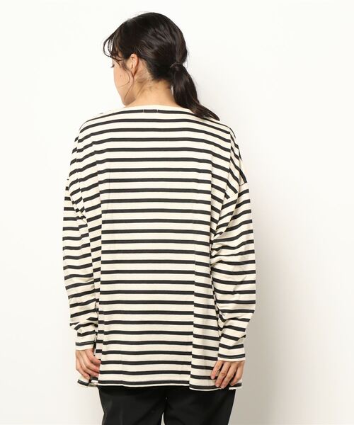 pairmanon(ペアマノン)の「【ママサイズ】ボーダーボートネック長袖Tシャツ(Tシャツ/カットソー・レディース・ブラック/アイボリー/モカ/グレイッシュベージュ・FREE)」の12枚目の写真