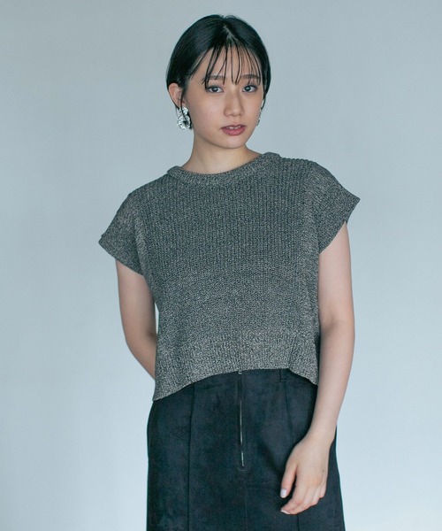 PAGEBOY（ページボーイ）の「MIXショートニットプルオーバー（ニット/セーター・レディース・ブラック/グレイッシュベージュ/ブルー・FREE）」の16枚目の写真