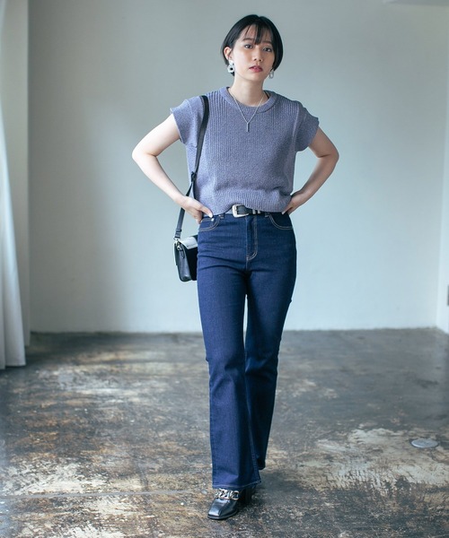 PAGEBOY（ページボーイ）の「MIXショートニットプルオーバー（ニット/セーター・レディース・ブラック/グレイッシュベージュ/ブルー・FREE）」の10枚目の写真