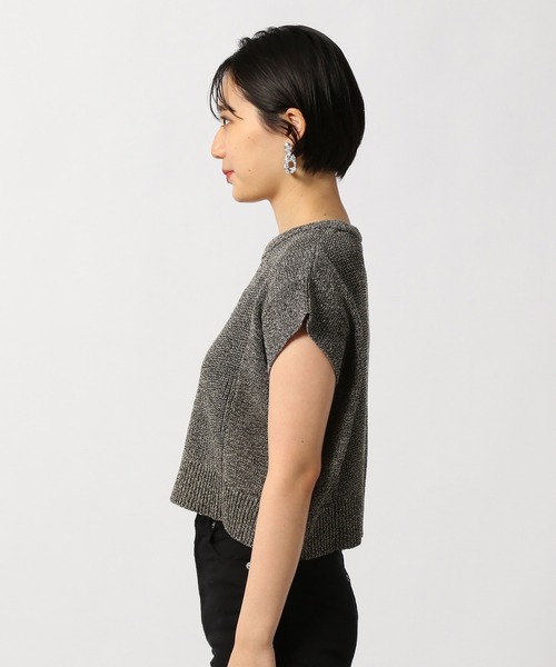 PAGEBOY（ページボーイ）の「MIXショートニットプルオーバー（ニット/セーター・レディース・ブラック/グレイッシュベージュ/ブルー・FREE）」の6枚目の写真