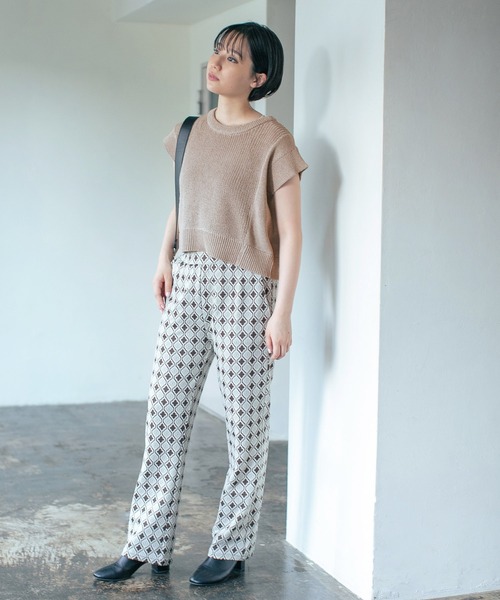 PAGEBOY（ページボーイ）の「MIXショートニットプルオーバー（ニット/セーター・レディース・ブラック/グレイッシュベージュ/ブルー・FREE）」の4枚目の写真