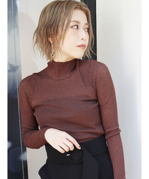 MURUA（ムルーア）の「シアーミニマルタートル（ニット/セーター・レディース・オフホワイト/ブラック/パープル/ダークブラウン・FREE）」の22枚目の写真