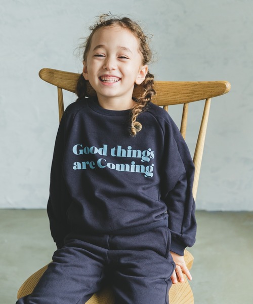 pairmanon（ペアマノン）の「【万能スウェット】裏毛ユニセックスロゴプリントセットアップ（セットアップ・キッズ・ブラック/モカ/チャコール/グレイッシュベージュ/ブルー系その他3・90/140/100/150/130/110/120）」の2枚目の写真