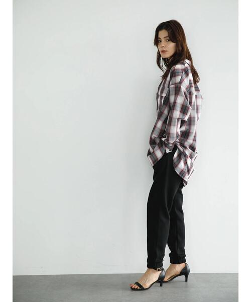 koe（コエ）の「オンブレチェックBIGシャツ*（シャツ/ブラウス・レディース・ベージュ/レッド/ブルー・M）」の14枚目の写真