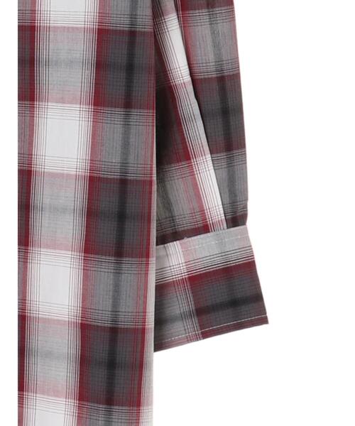 koe（コエ）の「オンブレチェックBIGシャツ*（シャツ/ブラウス・レディース・ベージュ/レッド/ブルー・M）」の10枚目の写真