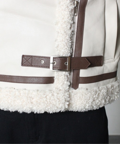 one way（ワンウェイ）の「【oneway】ムートンライダース（ライダースジャケット・レディース・アイボリー/ライトブラウン/ブラック/ブラック系その他/オフホワイト・FREE）」の12枚目の写真