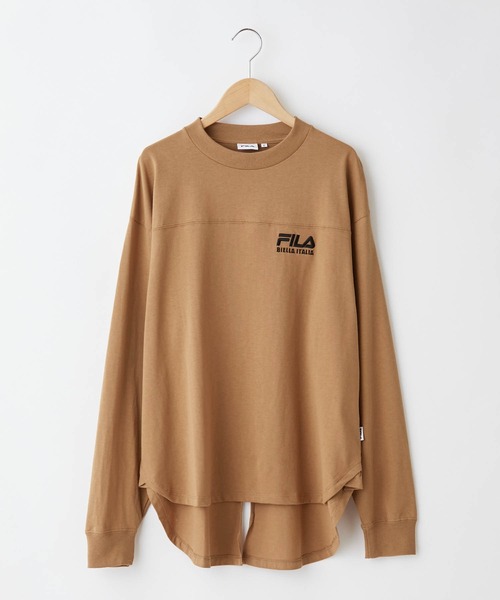 FILA（フィラ）の「FILA/フィラ 別注 フロントロゴ刺繍＆バックプリント ビッグシルエットフットボール長袖Tシャツ（Tシャツ/カットソー・レディース・モカ/グリーン系その他/ホワイト/グレイッシュブルー/グレイッシュベージュ/ブラック・FREE）」の15枚目の写真