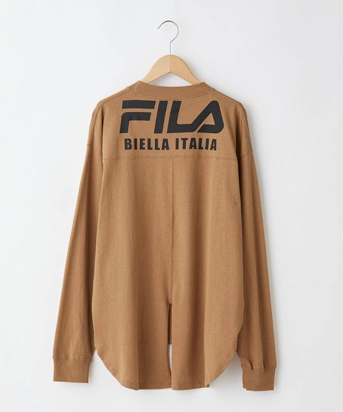 FILA（フィラ）の「FILA/フィラ 別注 フロントロゴ刺繍＆バックプリント ビッグシルエットフットボール長袖Tシャツ（Tシャツ/カットソー・レディース・モカ/グリーン系その他/ホワイト/グレイッシュブルー/グレイッシュベージュ/ブラック・FREE）」の12枚目の写真