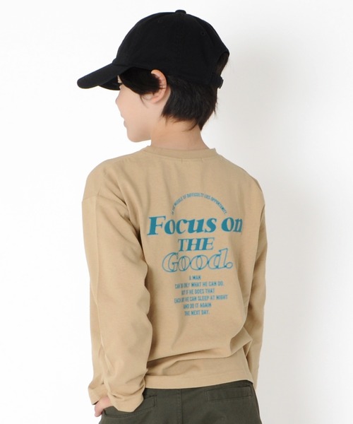 GLAZOS（グラソス）の「天竺・ドロップショルダープリント長袖Tシャツ（Tシャツ/カットソー・キッズ・ラベンダー/ライトグリーン/ライトブルー/ダークグリーン/ベージュ系その他/ピンク系その他/ブルー/サックスブルー/グレー/チャコールグレー/ダークグレー/カーキ/ミント/ネイビー/キナリ/ピンク/ホワイト/ライトグレー/ベージュ/パープル・100cm/150cm/130cm/140cm/110cm/120cm）」の9枚目の写真