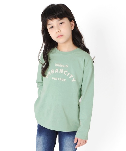 GLAZOS（グラソス）の「天竺・ドロップショルダープリント長袖Tシャツ（Tシャツ/カットソー・キッズ・ラベンダー/ライトグリーン/ライトブルー/ダークグリーン/ベージュ系その他/ピンク系その他/ブルー/サックスブルー/グレー/チャコールグレー/ダークグレー/カーキ/ミント/ネイビー/キナリ/ピンク/ホワイト/ライトグレー/ベージュ/パープル・100cm/150cm/130cm/140cm/110cm/120cm）」の12枚目の写真