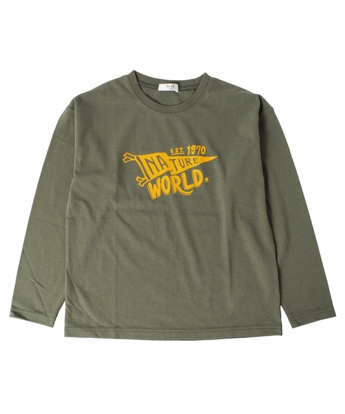 GLAZOS（グラソス）の「天竺・ドロップショルダープリント長袖Tシャツ（Tシャツ/カットソー・キッズ・ラベンダー/ライトグリーン/ライトブルー/ダークグリーン/ベージュ系その他/ピンク系その他/ブルー/サックスブルー/グレー/チャコールグレー/ダークグレー/カーキ/ミント/ネイビー/キナリ/ピンク/ホワイト/ライトグレー/ベージュ/パープル・100cm/150cm/130cm/140cm/110cm/120cm）」の21枚目の写真