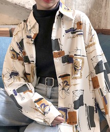 【ゆったりシルエット】プリント柄シャツブラウス