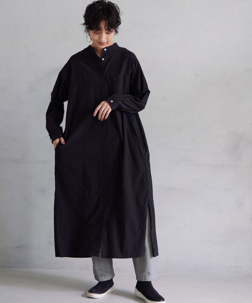 OMNES(オムネス)の「塩縮加工タイプライタービッグポケットシャツワンピース(ワンピース・レディース・ホワイト/ブラック/ベージュ/ブルー系その他・FREE)」の9枚目の写真