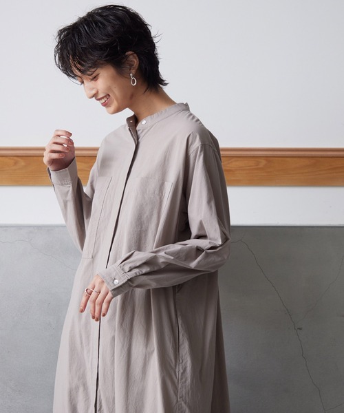 OMNES(オムネス)の「塩縮加工タイプライタービッグポケットシャツワンピース(ワンピース・レディース・ホワイト/ブラック/ベージュ/ブルー系その他・FREE)」の13枚目の写真