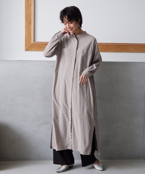 OMNES(オムネス)の「塩縮加工タイプライタービッグポケットシャツワンピース(ワンピース・レディース・ホワイト/ブラック/ベージュ/ブルー系その他・FREE)」の18枚目の写真