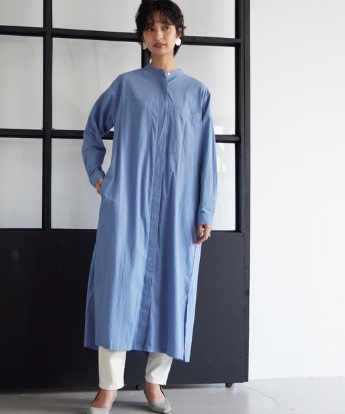 OMNES(オムネス)の「塩縮加工タイプライタービッグポケットシャツワンピース(ワンピース・レディース・ホワイト/ブラック/ベージュ/ブルー系その他・FREE)」の19枚目の写真