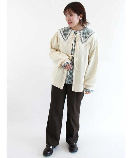 ehka sopo（エヘカソポ）の「【カタログ掲載アイテム】前後着リボン裏毛プルオーバー（Tシャツ/カットソー・レディース・キナリ/ブラック/ブルー/ラベンダー・ﾌﾘ-）」の7枚目の写真