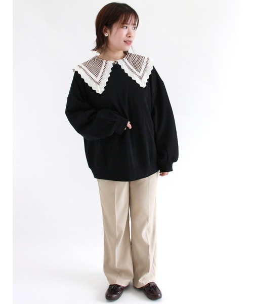 ehka sopo（エヘカソポ）の「【カタログ掲載アイテム】前後着リボン裏毛プルオーバー（Tシャツ/カットソー・レディース・キナリ/ブラック/ブルー/ラベンダー・ﾌﾘ-）」の17枚目の写真