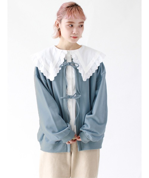 ehka sopo（エヘカソポ）の「【カタログ掲載アイテム】前後着リボン裏毛プルオーバー（Tシャツ/カットソー・レディース・キナリ/ブラック/ブルー/ラベンダー・ﾌﾘ-）」の15枚目の写真