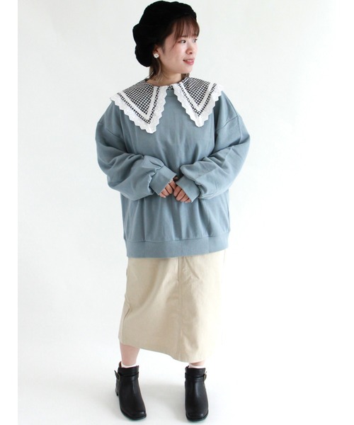 ehka sopo（エヘカソポ）の「【カタログ掲載アイテム】前後着リボン裏毛プルオーバー（Tシャツ/カットソー・レディース・キナリ/ブラック/ブルー/ラベンダー・ﾌﾘ-）」の10枚目の写真